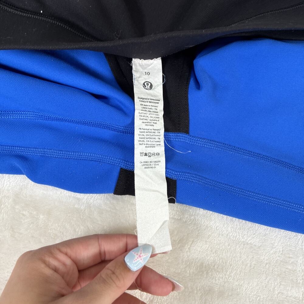 Lululemon Wunder Train Aerobic HR Tight 25" Blue & Black Size 10 Twill Charity - Picture 5 of 8